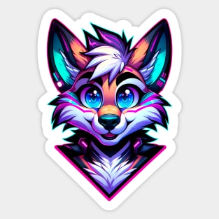 Cyberpunk Neon Furry Anthro Fox Sticker